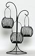 Metal lantern set of three with inserted glass cylinders 16"H