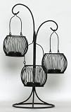 Metal lantern set of three with inserted glass cylinders 16