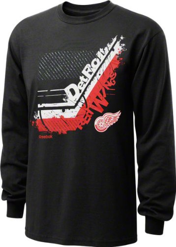Detroit Red Wings Black Youth In-Stick-Tive Long Sleeve T-Shirt