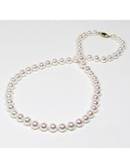 HinsonGayle AAA Handpicked Genuine Japanese Akoya 6.5-7.0mm White Cultured Pearl Necklace (14k Yellow Gold, 18")