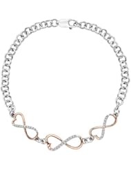 Diamond Infinity Heart Bracelet in Two Tone Sterling Silver (0.11 cttw)
