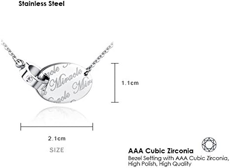 2016 Oval Shape Interlock CZ Circle Stainless Steel Necklace Pendant