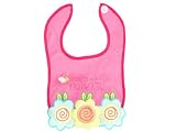 Baby Girls Pink Towelling Bib with Velcro Fastener (Applique Flowers) - Free Size