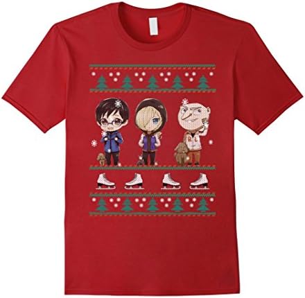 Men's Yuri on Ice Ugly Sweater T Shirt Medium Cranberry