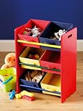 3 Tier Mdf 6 Canvas Coloured Storage Bin Unit