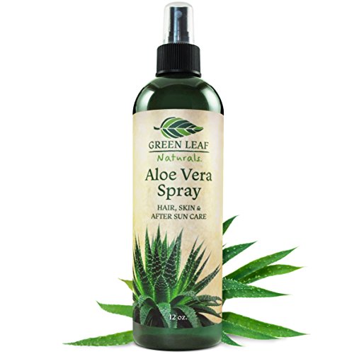 Green Leaf Naturals Organic Aloe Vera Gel Spray for Skin, Hair, Face, After Sun Care and Sunburn Relief - 99.8% Organic - 100% Pure and Natural Skin Care Moisturizer