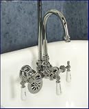 Chrome Add-on Shower Set for Clawfoot Tub - Gooseneck Faucet, Riser, and Shower Rod