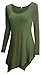 HIMONE Womens Long Sleeve Handkerchief Hemline Tunic Top