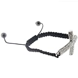 Clear Crystal Bling Cross Macrame Bracelet - Adjustable Length 6-10