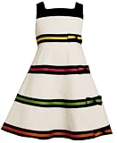 Bonnie Jean Girls 4-6x Pique Dress With Multi Ribbon And Bow Trim