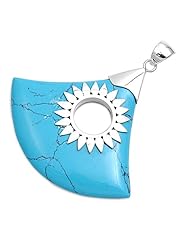 Sterling Silver Abstract Fan Turquoise w/ Sun Center Pendant