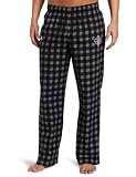 NBA Men's New Orleans Hornets One Color Logo Flannel Pant (Black Plaid, Large)
