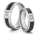His & Her's 8MM/6MM Tungsten Carbide Diamond CZ Wedding Band Ring Set w/ Black Carbon Fiber Inlay (Available Sizes 4-14 Including Half Sizes)