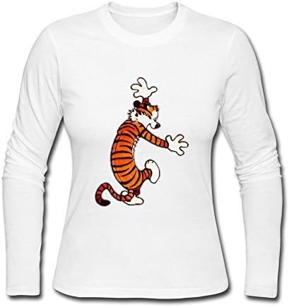 AOMAIT Women's Homas Hobbes Tiger Calvin And Hobbes Long Shirt White M