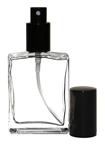 Riverrun Perfume Atomizer, Flat Glass Bottle, Black Fine Mist Sprayer 1 oz 30ml