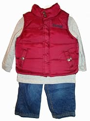 Timberland Baby Boys 3 Pc. Outfit Vest, Shirt & Jeans Size 24 Months