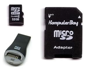 Komputerbay 32GB MicroSD SDHC Microsdhc Class 6 with Micro SD Adapter and USB Reader