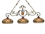 Dale Tiffany TH10100 Dragonfly 3-Island Light, Antique Golden Sand and Art Glass Shade