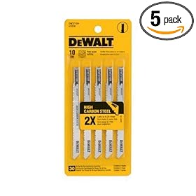 DEWALT DW3712H 4-Inch 10 TPI Laminate Down Cutting HCS U-Shank Woodcutting Jig Saw Blade - 5 Pack