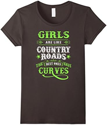 Women's Girls are Like Country Roads Best Ones Have Curves T-Shirt Medium Asphalt