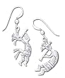 Solid Sterling Silver Kokopelli Southwest Earrings