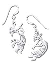 Solid Sterling Silver Kokopelli Southwest Earrings