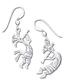 Solid Sterling Silver Kokopelli Southwest Earrings