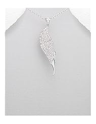 Angel Wings CZ Pendant Necklace In 92.5 Sterling Silver
