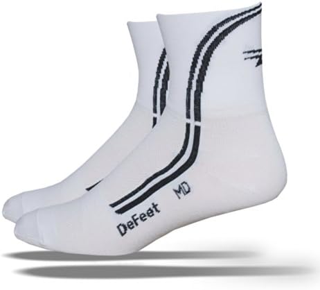DeFeet Men's Aerator DeLine Sock (White with Red and Black Stripes)