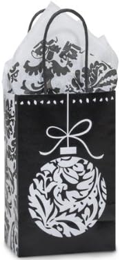 Ornament Flourish Black Rose Paper Shopper Gift Bag - Pack of 10