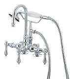 41IweofgHoL. SL160  Kingston Brass CC14T1 Vintage Leg Tub Filler with Hand Shower, Metal Lever Handle, Polished Chrome
