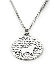 Kevin N Anna Studio Sterling Silver SMALL Pendant Necklace with Etched HORSE Celebrates SUCCESS