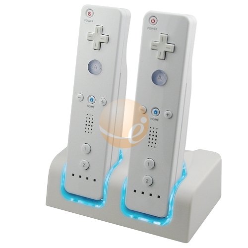 Insten for Wii Remote Control Charger with Two Rechargeable Batteries