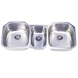 Elements of Design EU5021969TBN RANCHO Stainless Steel Undermount Offset Triple Bowl kitchen Sink,