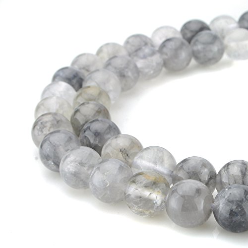Beadnova Natural 10mm Cloudy Quartz Gemstone Gem Round Loose Beads for Jewelry Making No Dyed No Treated