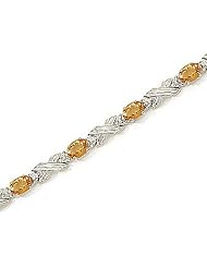 14kt Yellow Gold Oval Citrine and Diamond Bracelet