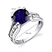 Created Sapphire Solitaire Style Ring Sterling Silver 2.75 Cararts Sizes 5 to 9