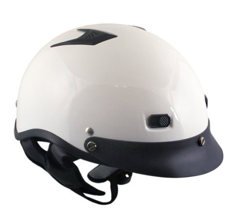 DOT Outlaw White Glossy Vented Half Face Motorcycle Helmets - Size : Large