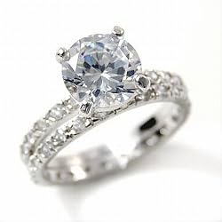 Sterling Silver Double Band CZ Eternity Engagement Band Ring -- Size 6