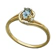 14K Yellow Gold Stylish Blue Aquamarine and Diamond Ring