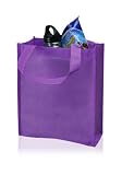 Eco Friendly Tote Lunch Gift Bags with Long Handles, Purple