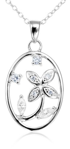 Sterling Silver Cubic Zirconia Flower Pendant