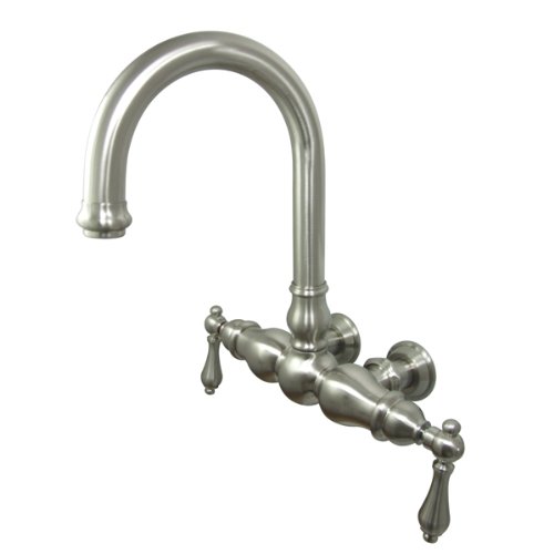 Kingston Brass CC3001T8 Vintage 3-3/8-Inch Center Wall Mount Leg Tub Filler, Satin Nickel