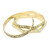 Belle Noel 14k Yellow-Plated Three Stack Bangl