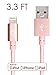 Volts Apple MFi Certified Nylon Braided USB Lightning Cable with Aluminum Case and 8-pin Connector, 3.3 Feet (1 Meter) - Rose Gold