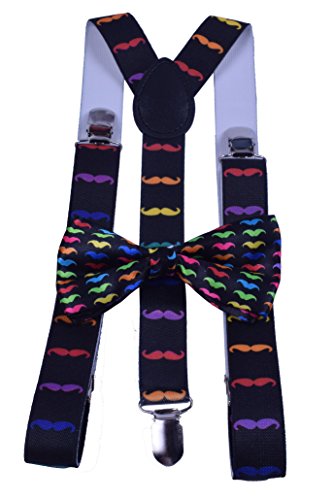 BODY STRENTH Adjustable Suspenders&Bow Tie Set Strong Clips Y-Shape