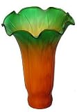 Meyda Dale Tiffany Style Pond Lily Flower Glass Replacement Lamp Shade Amber & Green (Large Size) 4.5