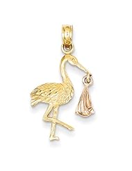 14k Two-tone Gold Stork Pendant
