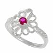 Sterling Silver Flower with CZ Center Kids Ring
