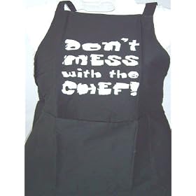 'Don't Mess with the Chef' Black Kitchen Apron, 100% Cotton